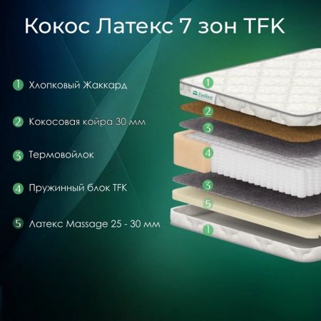 Матрас EveRest Кокос Латекс 7 Зон TFK (Кокос&nbsp;Латекс&nbsp;7&nbsp;Зон&nbsp;ТФК)